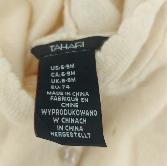Tahari Cashmere Hooded Cardigan Size 6-9 Months Cream Colored - Picture 5 of 6